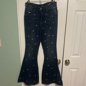 Judy Blue Dark Blue Star Embellished Flare Jeans